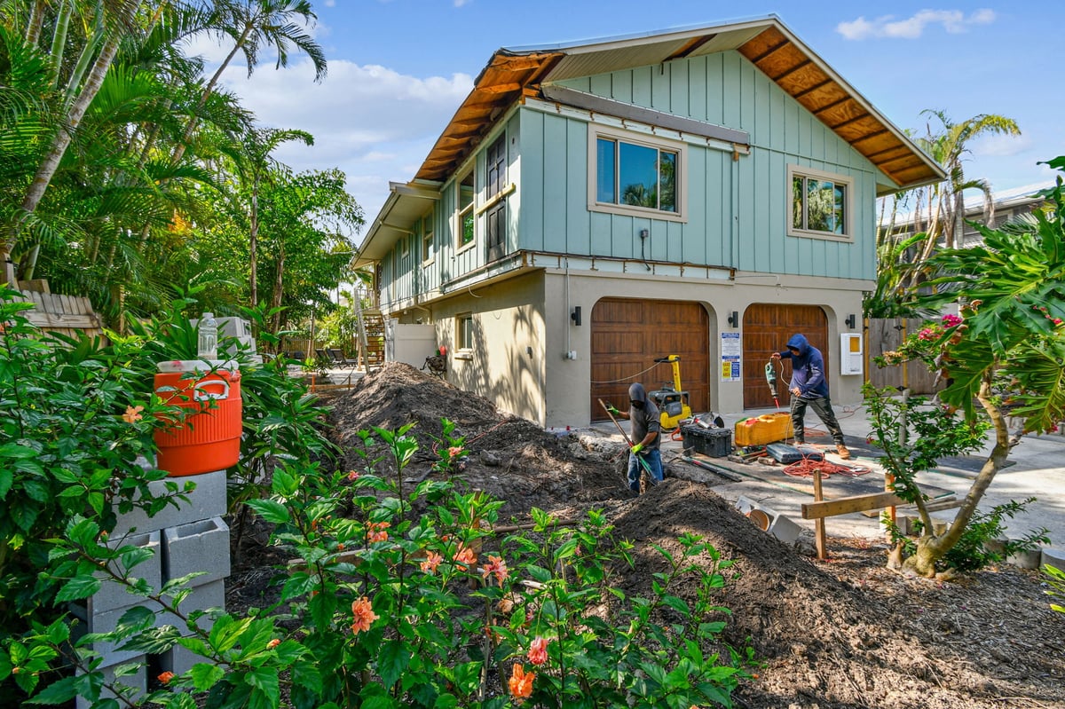 Custom Home Addition in Longboat Key FL job site in progress