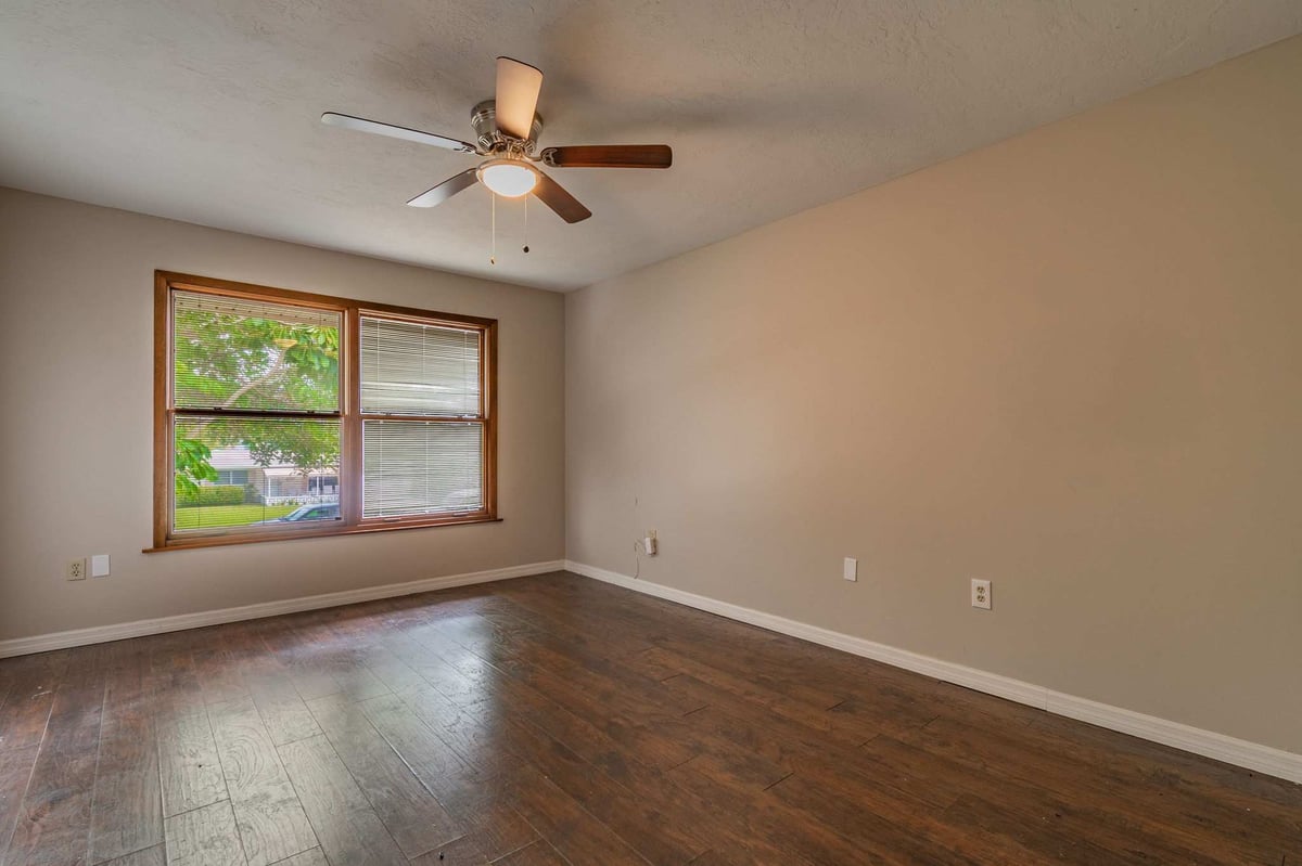 bedroom two hardwood ceiling fan