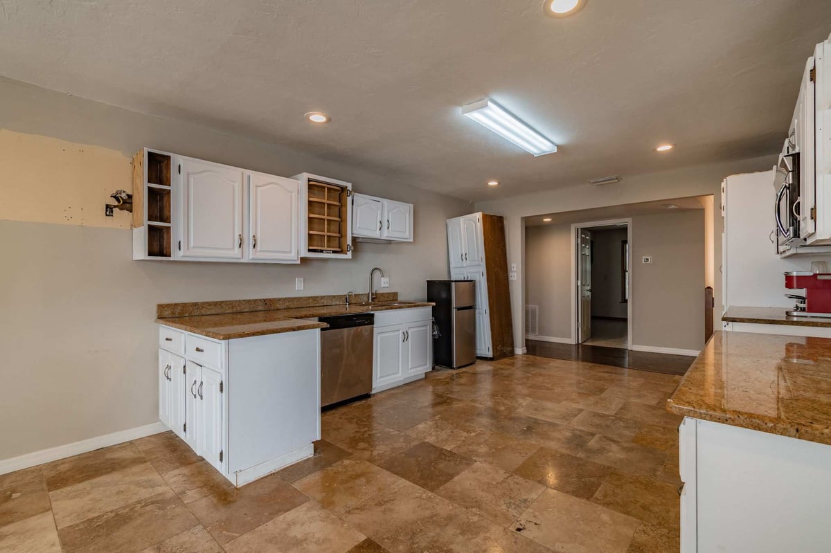 before waterfront renovation bradenton kitchen white cabinets tile floor