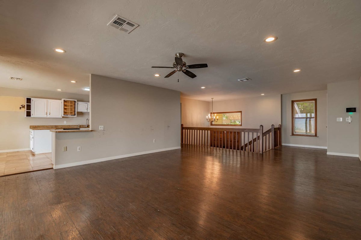 before waterfront renovation bradenton open living area dark hardwood