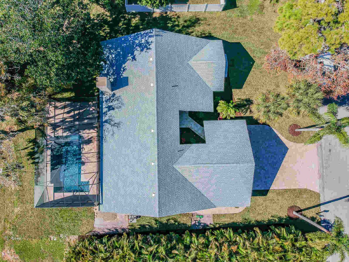 avenida madera aerial top down view of roof and pool