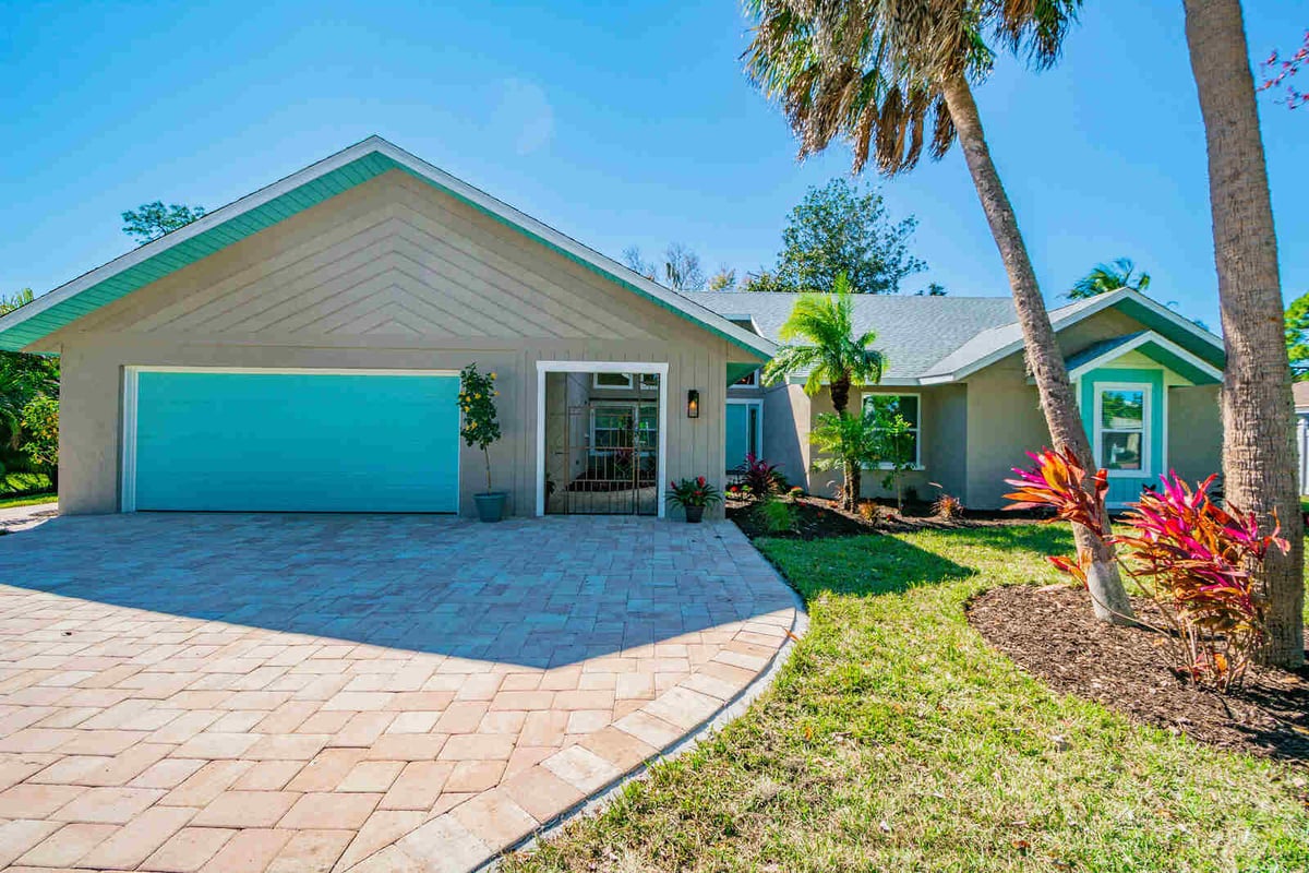 avenida madera front exterior teal accents and landscaping