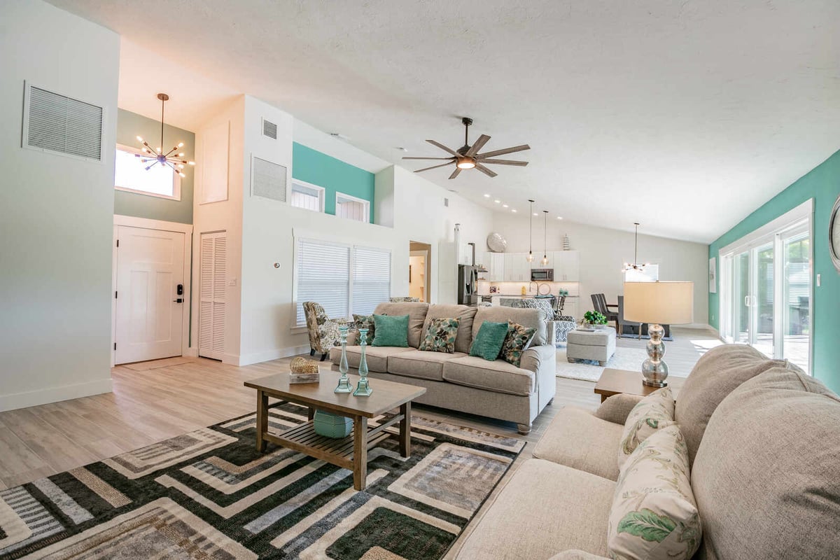 avenida madera living room with entry foyer and front door