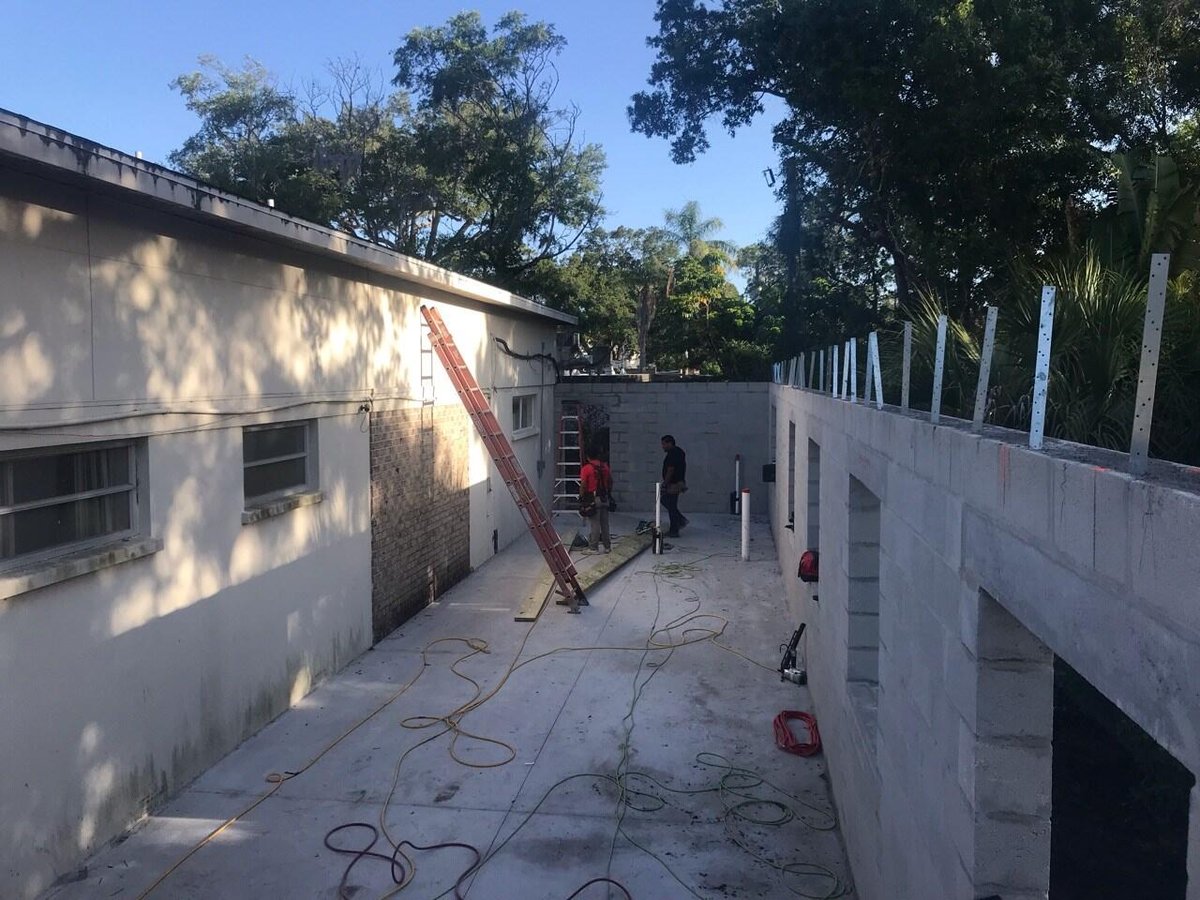 bradenton research center block wall corridor addition framing