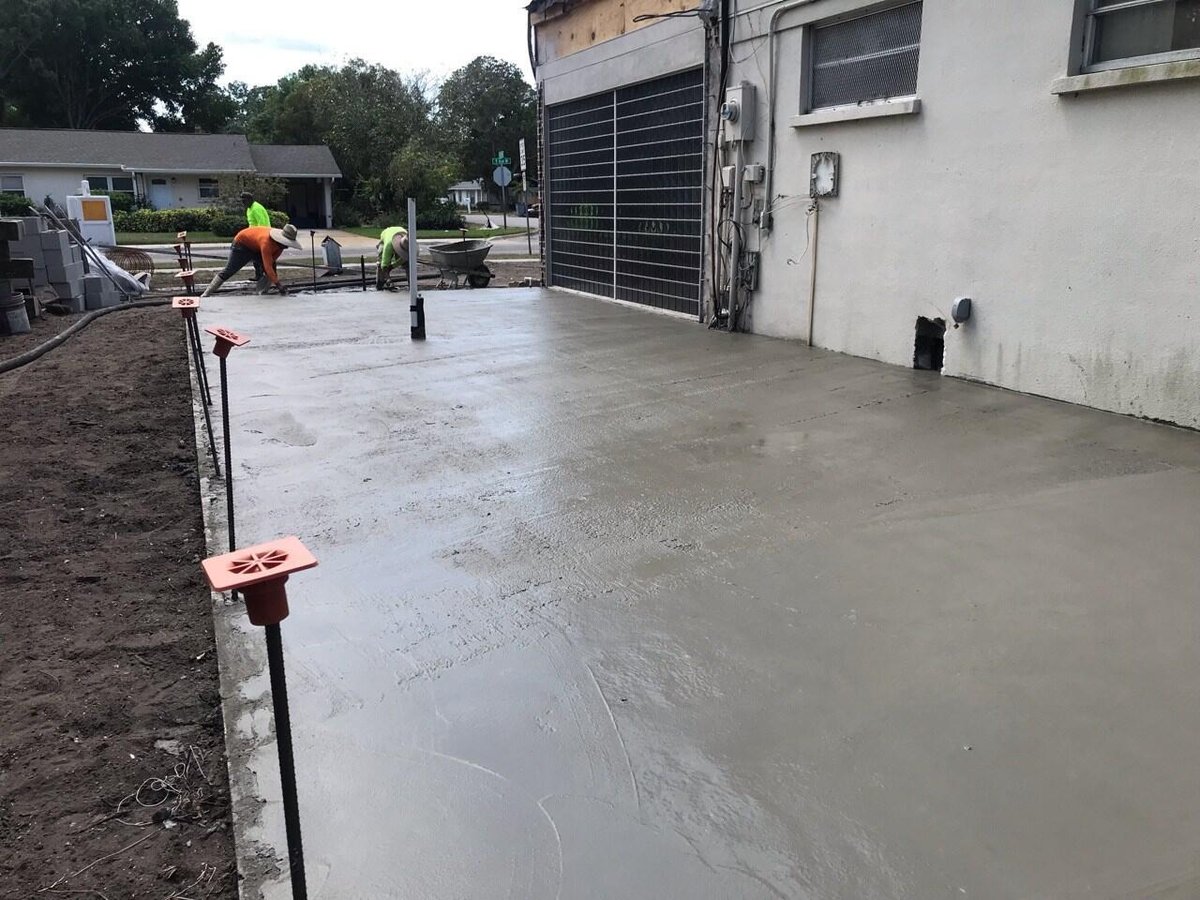 bradenton research center concrete slab finishing near garage