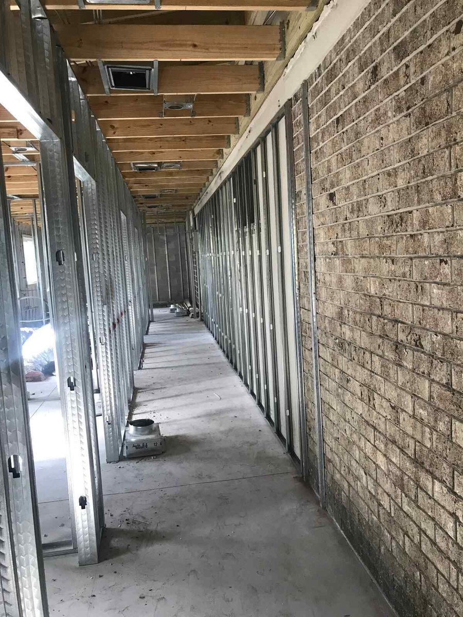 bradenton research center hallway corridor metal stud framing insulation