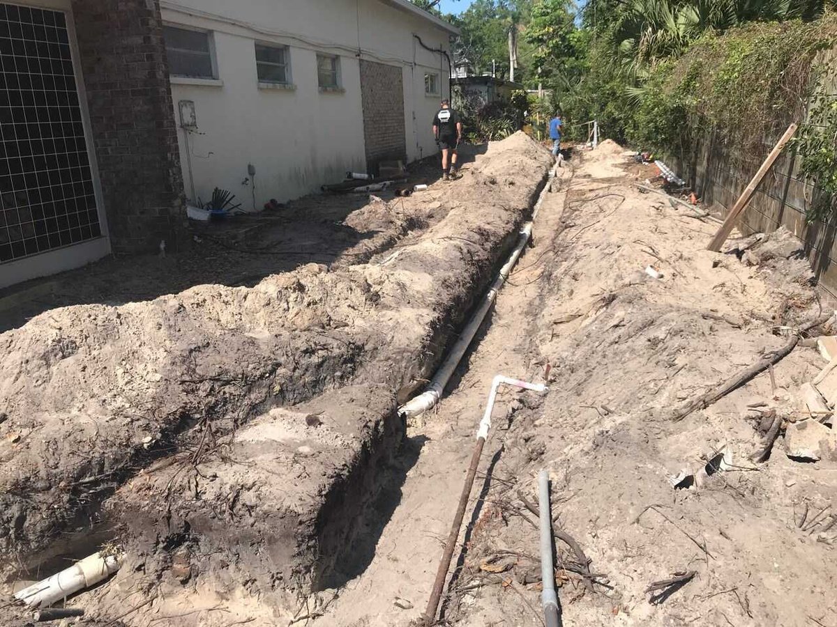 bradenton research center plumbing pipe installation trench