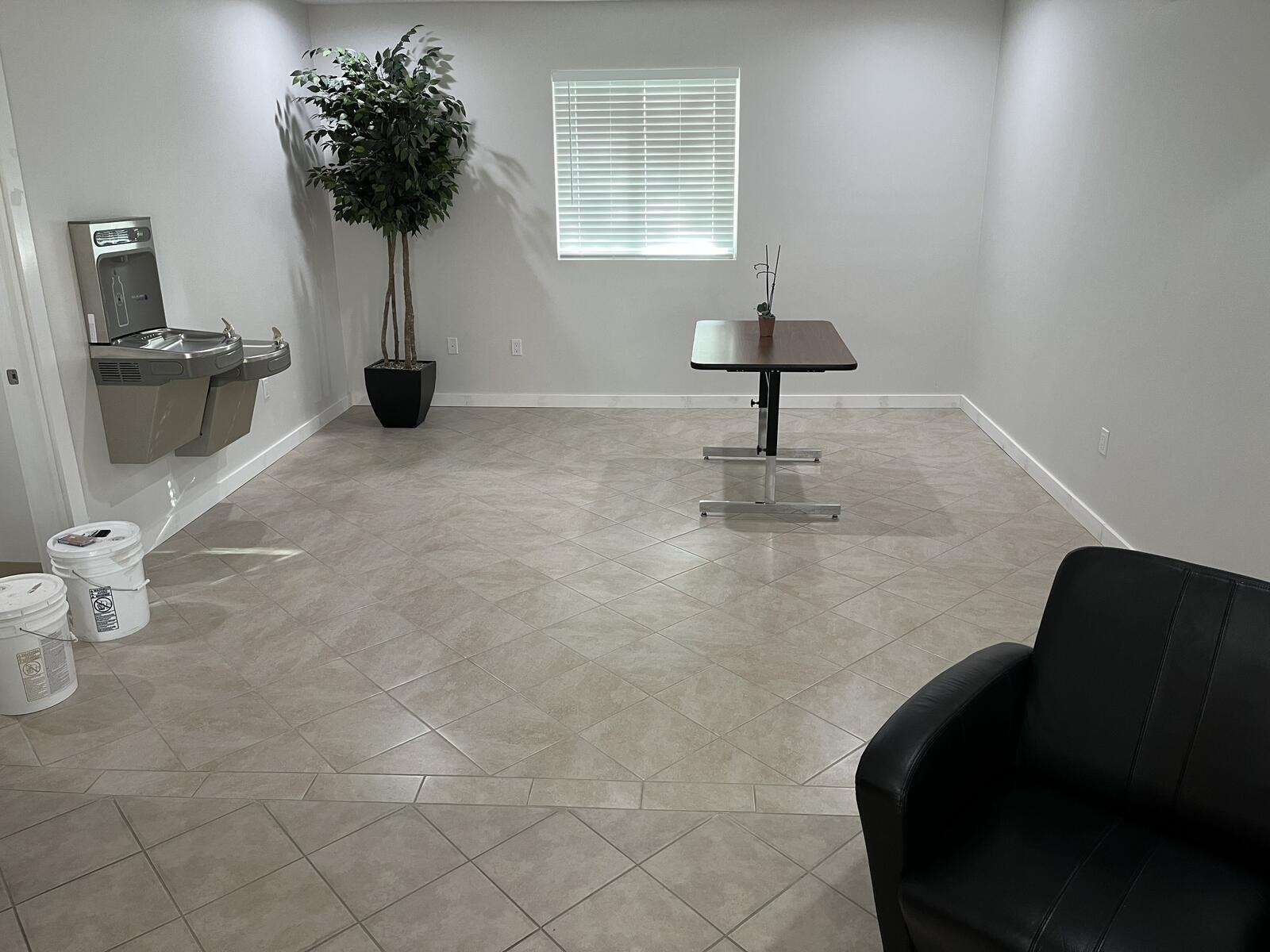 bradenton research center water fountain room tile flooring