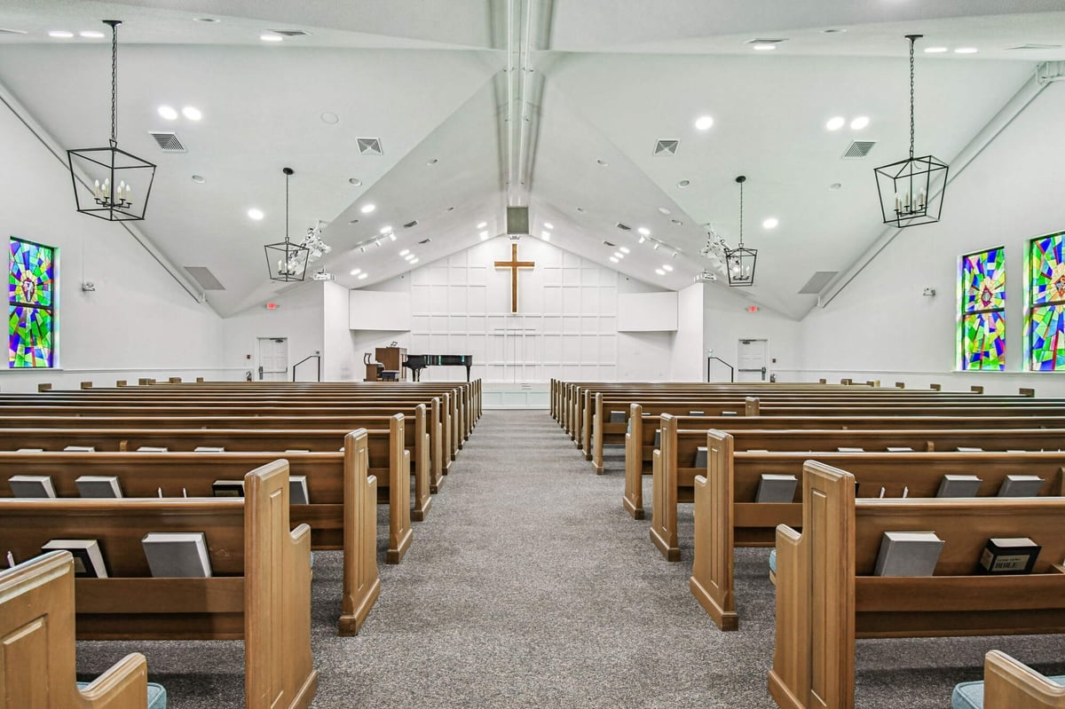 Anna Maria custom home project showcasing modern church interior by Adkins Building & Construction