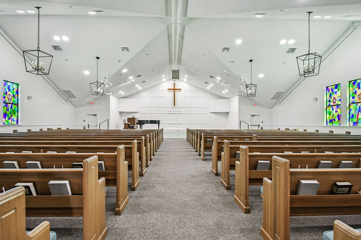 Anna Maria custom home project showcasing modern church interior by Adkins Building & Construction