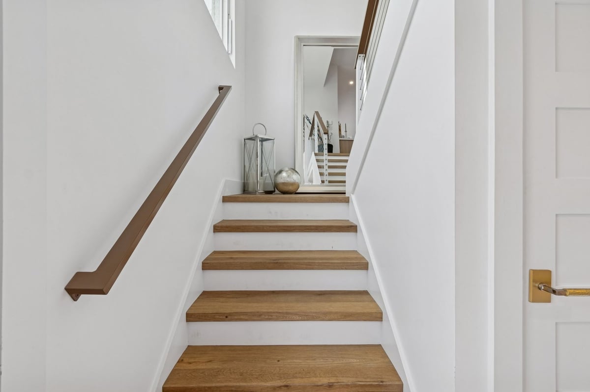 Interior Staircase Wood Treads White Risers