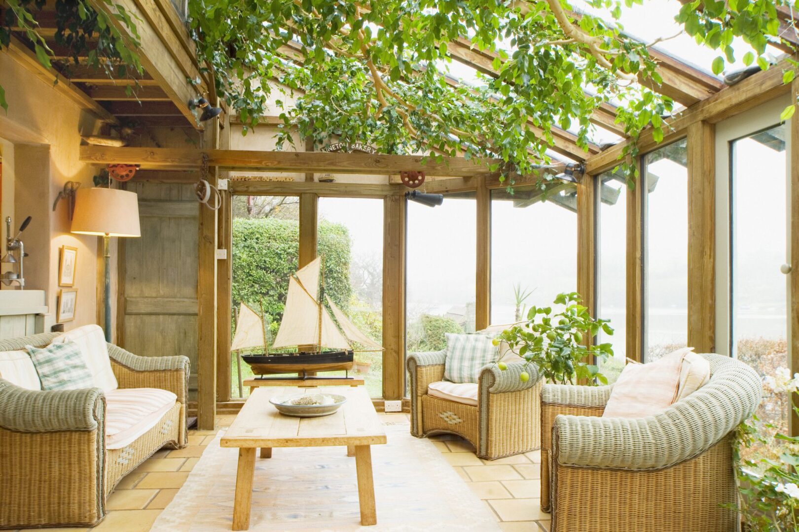 living room and sunroom